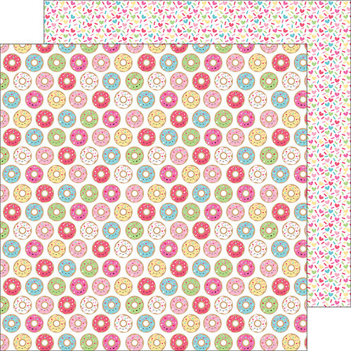 Doodlebug Design - Cream and Sugar Collection - 12 x 12 Double Sided Paper - Donut Shoppe