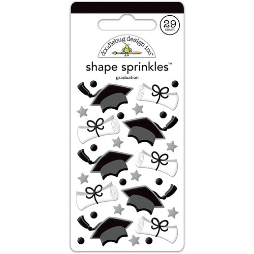 Doodlebug Design - Hats Off Collection - Sprinkles - Self Adhesive Enamel Shapes - Graduation