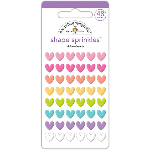 Doodlebug Design - Fairy Tales Collection - Sprinkles - Self Adhesive Enamel Shapes - Rainbow Hearts