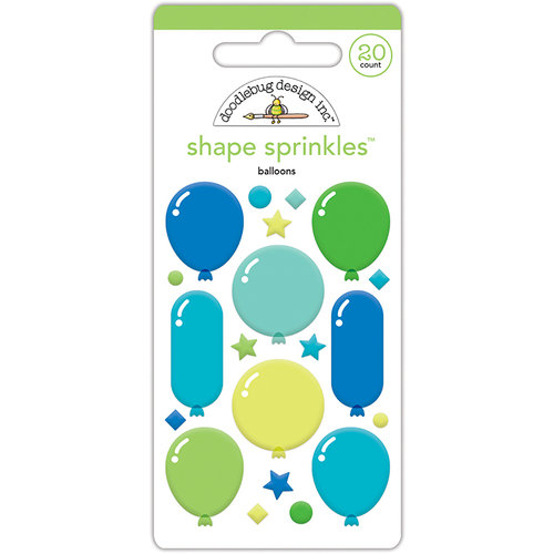 Doodlebug Design - Dragon Tails Collection - Sprinkles - Self Adhesive Enamel Shapes - Balloons