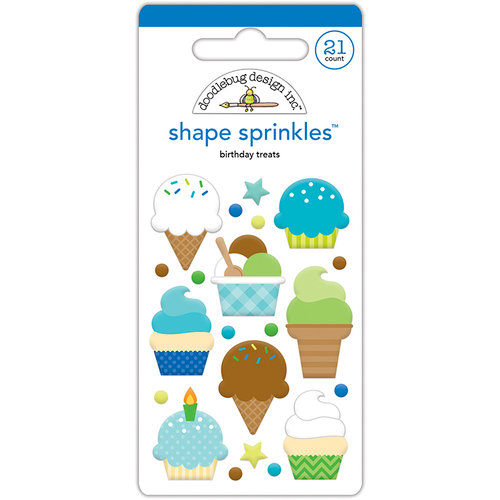 Doodlebug Design - Dragon Tails Collection - Sprinkles - Self Adhesive Enamel Shapes - Birthday Treats