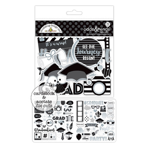 Doodlebug Design - Hats Off Collection - Odds and Ends - Die Cut Cardstock Pieces with Foil Accents