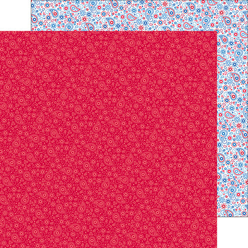 Doodlebug Design - Yankee Doodle Collection - 12 x 12 Double Sided Paper - Patriotic Paisley