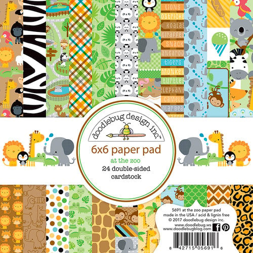 Doodlebug Design - At the Zoo Collection - 6 x 6 Paper Pad