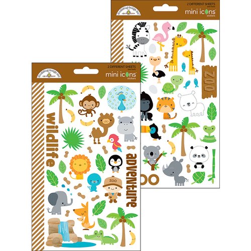 Doodlebug Design - At the Zoo Collection - Cardstock Stickers - Mini Icons