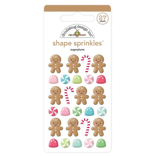 Doodlebug Design - Milk and Cookies Collection - Christmas - Sprinkles - Self Adhesive Enamel Shapes - Sugarplums