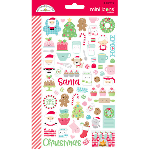 Doodlebug Design - Milk and Cookies Collection - Christmas - Cardstock Stickers - Mini Icons
