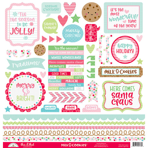 Doodlebug Design - Milk and Cookies Collection - Christmas - 12 x 12 Cardstock Stickers - This and That