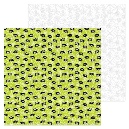 Doodlebug Design - Booville Collection - Halloween - 12 x 12 Double Sided Paper - Spunky Spiders