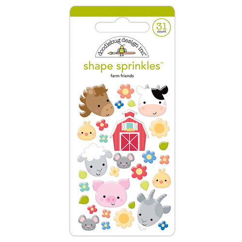 Doodlebug Design - Down on the Farm Collection - Stickers - Shape Sprinkles - Enamel - Farm Friends