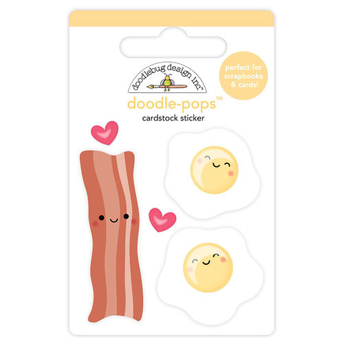 Doodlebug Design - So Punny Collection - Doodle-Pops - 3 Dimensional Cardstock Stickers - Bacon and Eggs