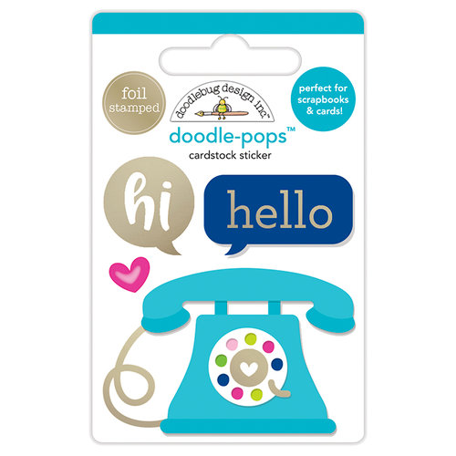 Doodlebug Design - Hello Collection - Doodle-Pops - 3 Dimensional Cardstock Stickers with Foil Accents - Hello There