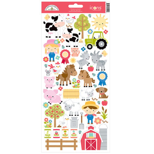 Doodlebug Design - Down on the Farm Collection - Cardstock Stickers - Icons