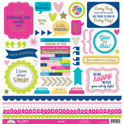 Doodlebug Design - Hello Collection - 12 x 12 Cardstock Stickers - This and That with Foil Accents