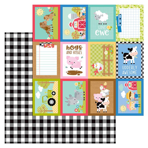 Doodlebug Design - Down on the Farm Collection - 12 x 12 Double Sided Paper - Buffalo Check