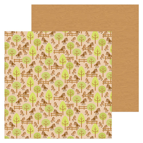 Doodlebug Design - Down on the Farm Collection - 12 x 12 Double Sided Paper - Horsin' Around