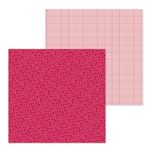 Doodlebug Design - Petite Prints Collection - 12 x 12 Double Sided Paper - Floral and Graph - Ruby