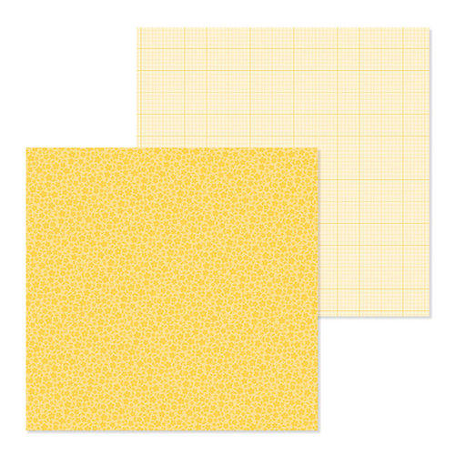 Doodlebug Design - Petite Prints Collection - 12 x 12 Double Sided Paper - Floral and Graph - Bumblebee