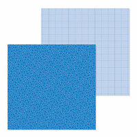 Doodlebug Design - Petite Prints Collection - 12 x 12 Double Sided Paper - Floral and Graph - Blue Jean