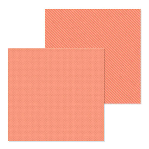Doodlebug Design - Petite Prints Collection - 12 x 12 Double Sided Paper - Dot and Stripe - Coral