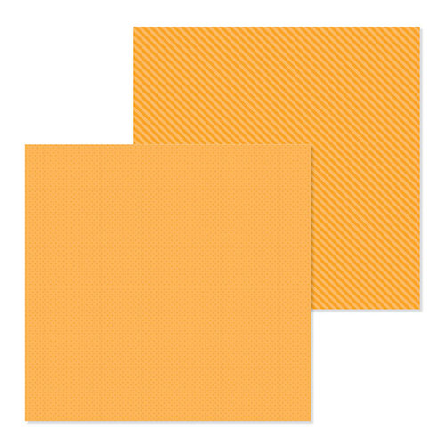 Doodlebug Design - Petite Prints Collection - 12 x 12 Double Sided Paper - Dot and Stripe - Tangerine