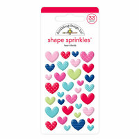 Doodlebug Design - French Kiss Collection - Sprinkles - Self Adhesive Enamel Shapes - Heart Throb
