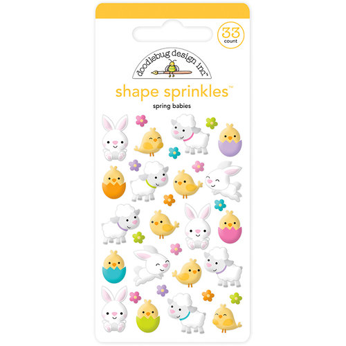 Doodlebug Design - Hoppy Easter Collection - Sprinkles - Self Adhesive Enamel Shapes - Spring Babies
