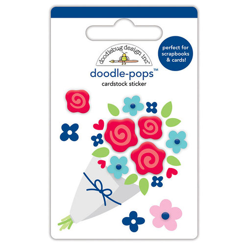 Doodlebug Design - French Kiss Collection - Doodle-Pops - 3 Dimensional Cardstock Stickers - Roses are Red