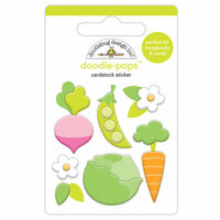 Doodlebug Design - Hoppy Easter Collection - Doodle-Pops - 3 Dimensional Cardstock Stickers - Little Garden