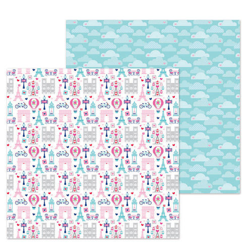Doodlebug Design - French Kiss Collection - 12 x 12 Double Sided Paper - City of Love