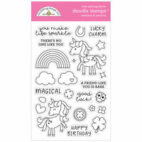 Doodlebug Design - Lots O Luck Collection - Clear Photopolymer Stamps - Rainbows and Unicorns