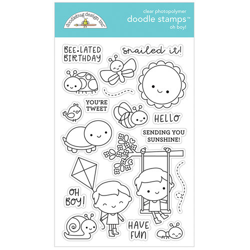 Doodlebug Design - Simply Spring Collection - Clear Photopolymer Stamps - Oh Boy!