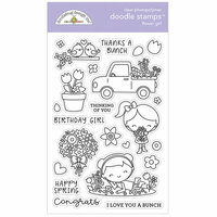 Doodlebug Design - Simply Spring Collection - Clear Photopolymer Stamps - Flower Girl