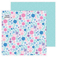 Doodlebug Design - Winter Wonderland Collection - 12 x 12 Double Sided Paper - Snowflowers with Glitter Accents