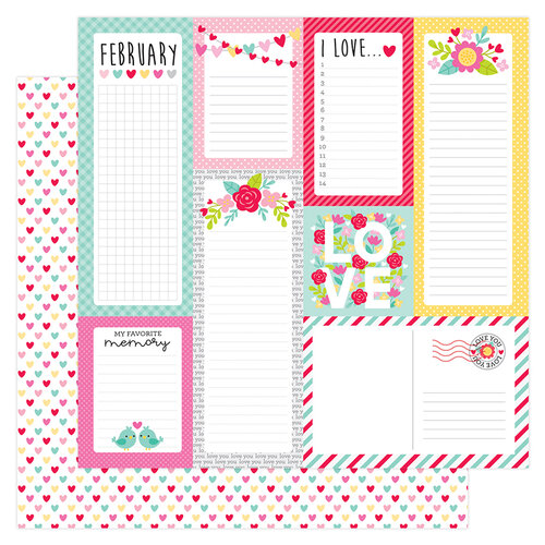 Doodlebug Design - Love Notes Collection - 12 x 12 Double Sided Paper - Conversation Hearts
