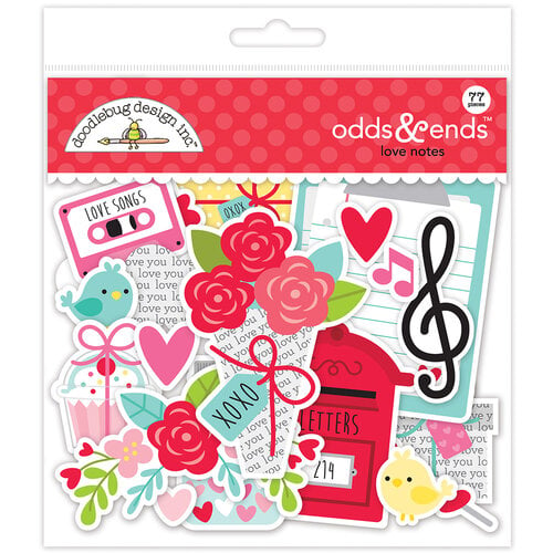 Doodlebug Design - Love Notes Collection - Odds and Ends - Die Cut Cardstock Pieces - Love Notes