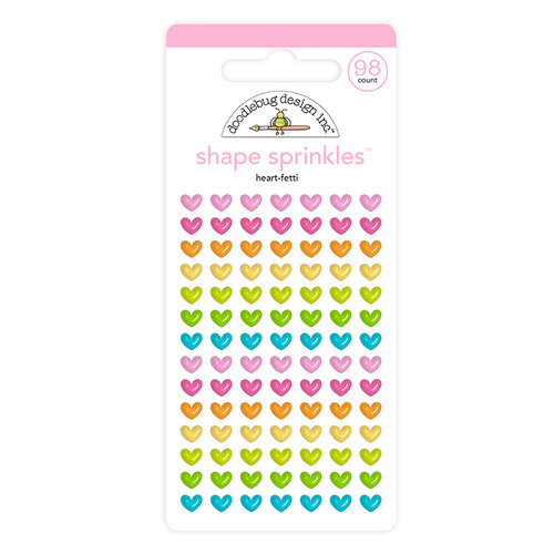 Doodlebug Design - Hey Cupcake Collection - Stickers - Sprinkles - Self Adhesive Enamel Shapes - Heart-Fetti