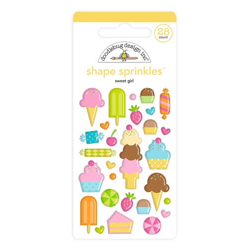 Doodlebug Design - Hey Cupcake Collection - Stickers - Sprinkles - Self Adhesive Enamel Shapes - Sweet Girl