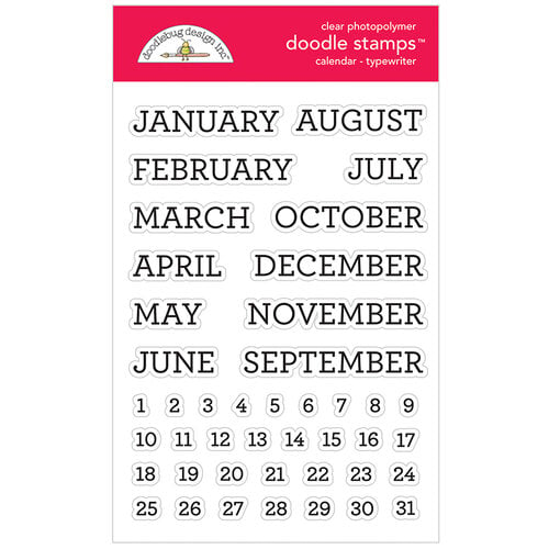 Doodlebug Clear Doodle Stamps - Calendar - Typewriter