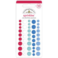 Doodlebug Design - Land That I Love Collection - Stickers - Sprinkles - Self Adhesive Enamel Dots - Red, White and Blue