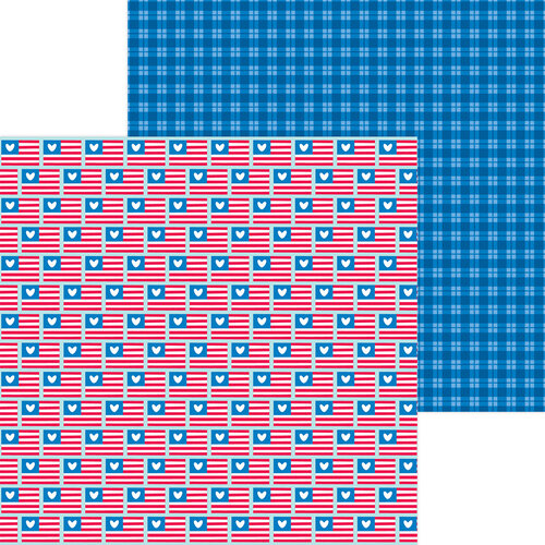Doodlebug Design - Land That I Love Collection - 12 x 12 Double Sided Paper - Red,White and Blue