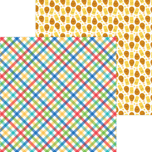 Doodlebug Design - Bar-B-Cute Collection - 12 x 12 Double Sided Paper - Primary Plaid
