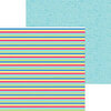 Doodlebug Design - Bar-B-Cute Collection - 12 x 12 Double Sided Paper - Sno Cone Stripe