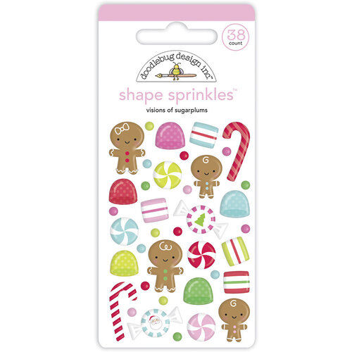Doodlebug Design - Night Before Christmas Collection - Stickers - Sprinkles - Self Adhesive Enamel Shapes - Visions of Sugarplums