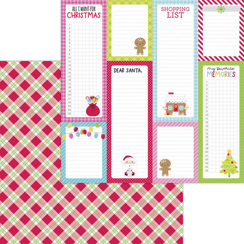 Doodlebug Design - Night Before Christmas Collection - 12 x 12 Double Sided Paper - Santa Stocking