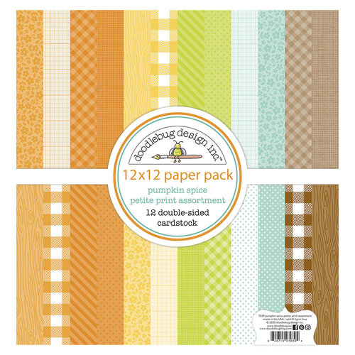 Doodlebug Design - Pumpkin Spice Collection - 12 x 12 Paper Pack - Petite Print Assortment