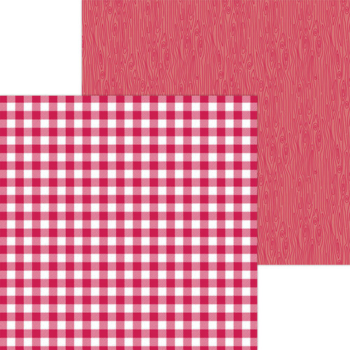 Doodlebug Design - Monochromatic Collection - 12 x 12 Double Sided Paper - Ladybug Buffalo Check