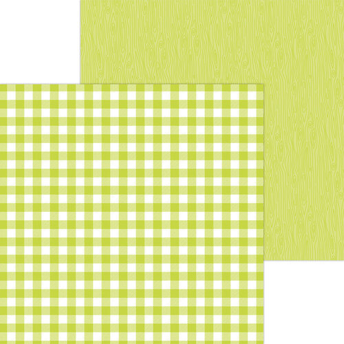 Doodlebug Design - Monochromatic Collection - 12 x 12 Double Sided Paper - Citrus Buffalo Check