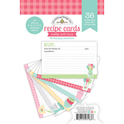 Doodlebug Design - Made With Love Collection - Recipe Cards