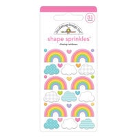 Doodlebug Design - Fairy Garden Collection - Stickers - Sprinkles - Self Adhesive Enamel Shapes - Chasing Rainbows
